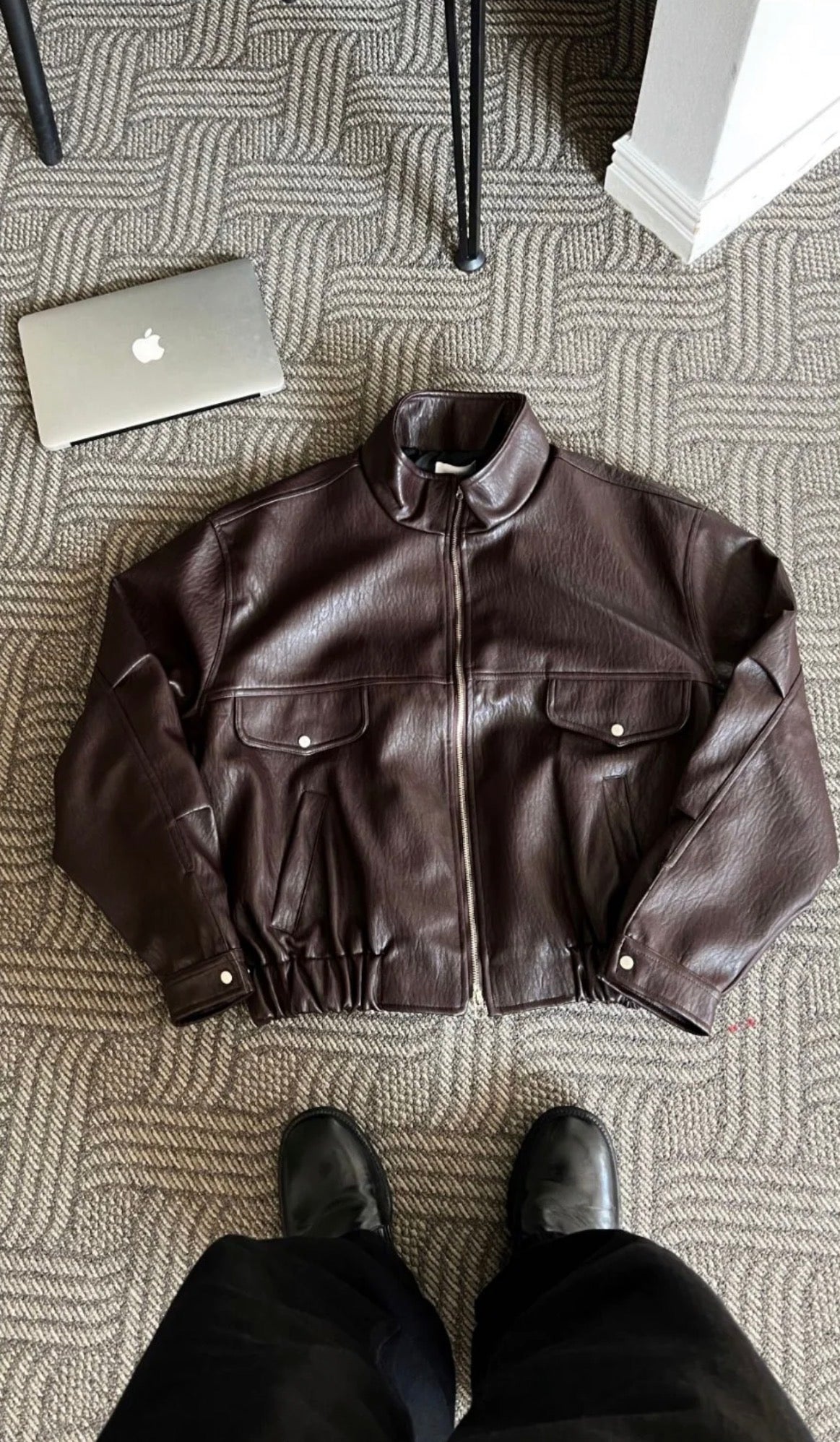 拒絕膠皮！質感紋理復古皮褸｜2色入