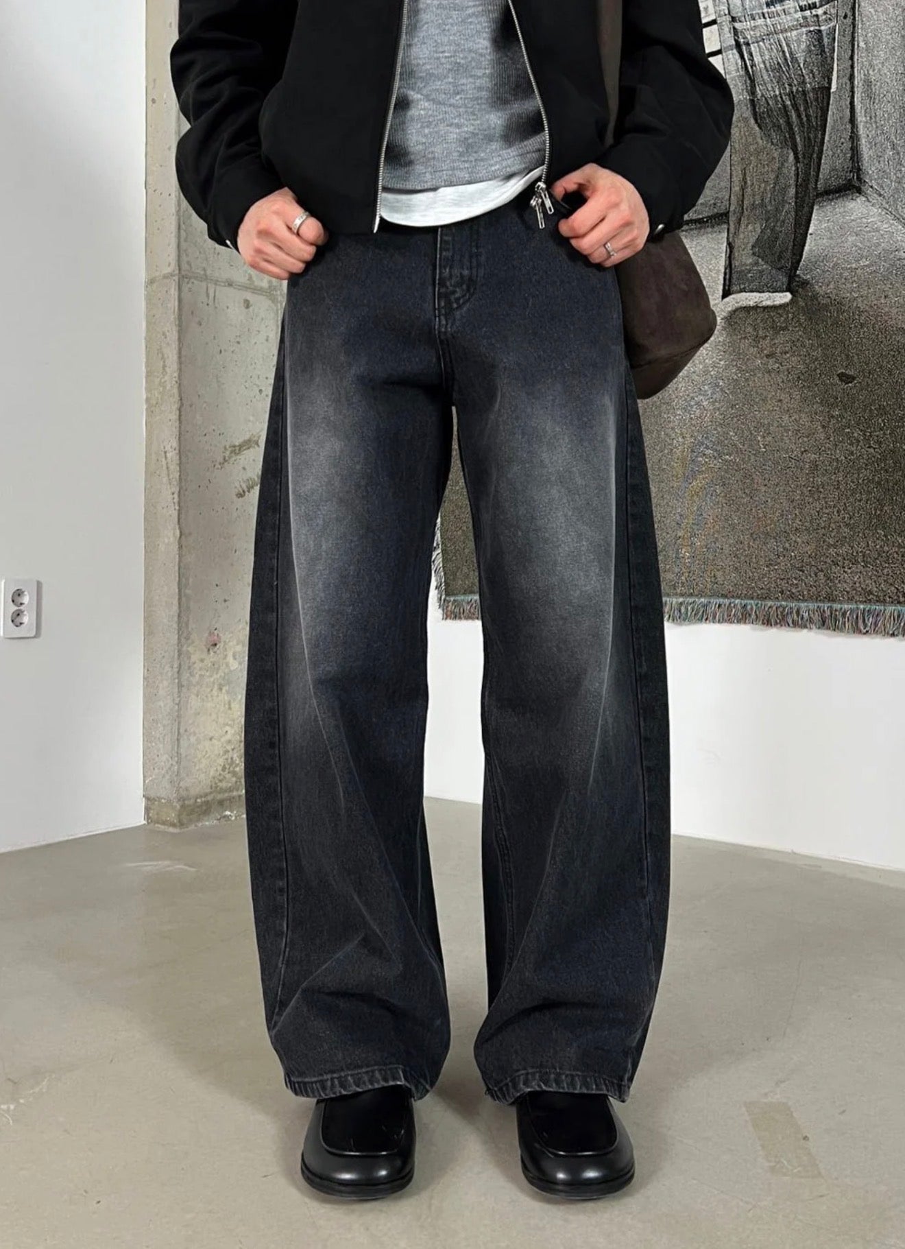 修飾腿形✔️韓製微廓型牛仔褲｜2色入