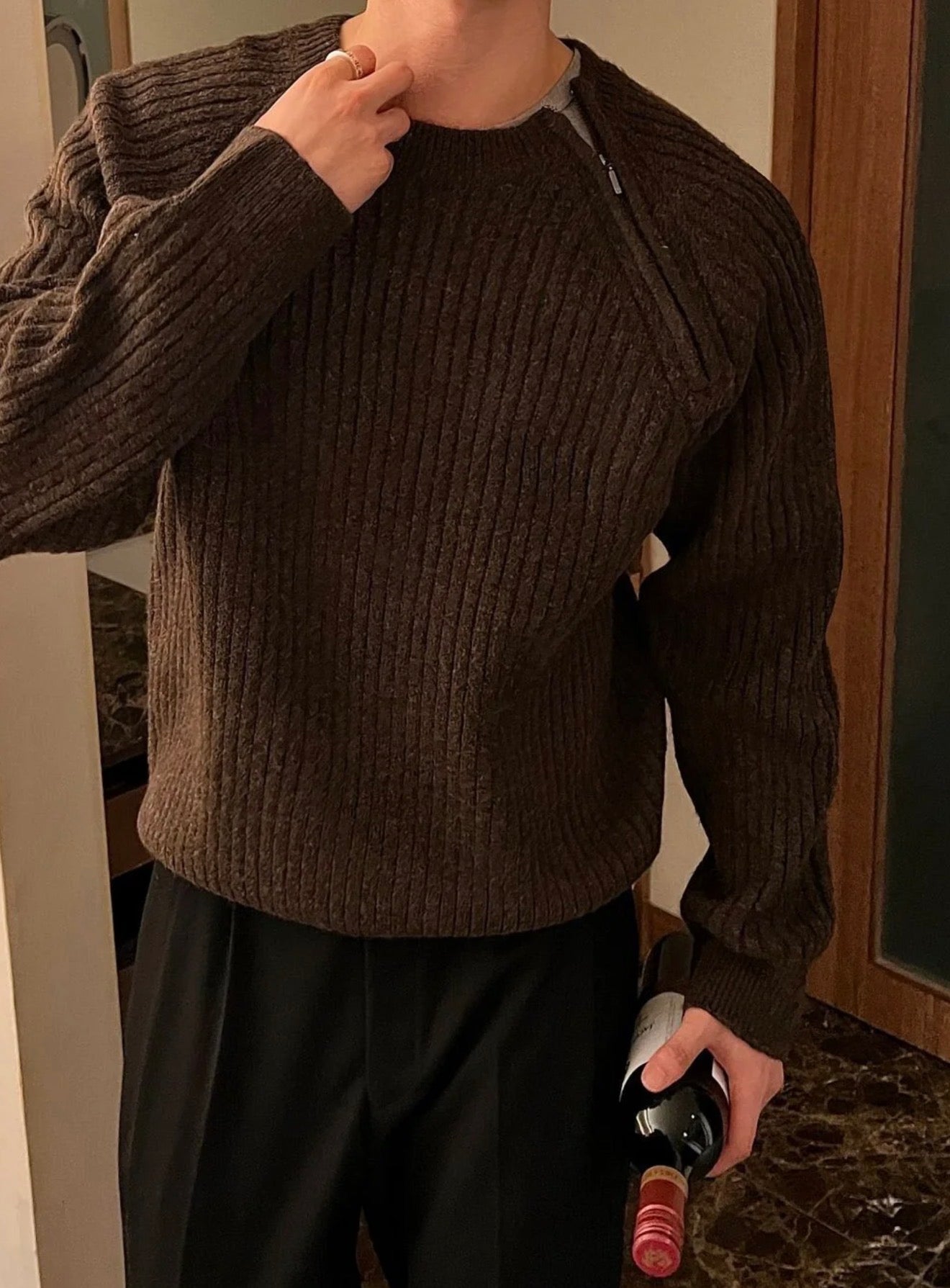 側拉鍊質感針織衫｜6色入