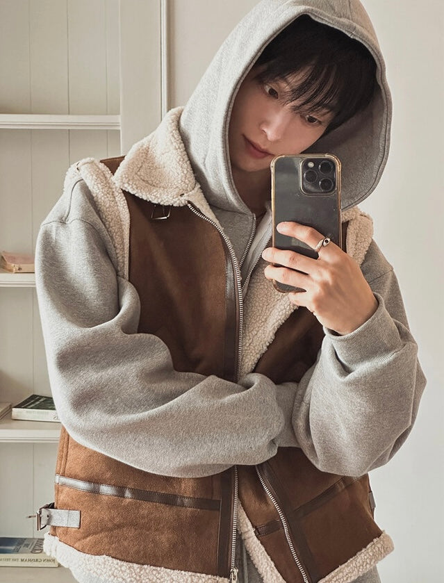 冬日感MAX ❄️皮革拼接背心Jacket｜2色入