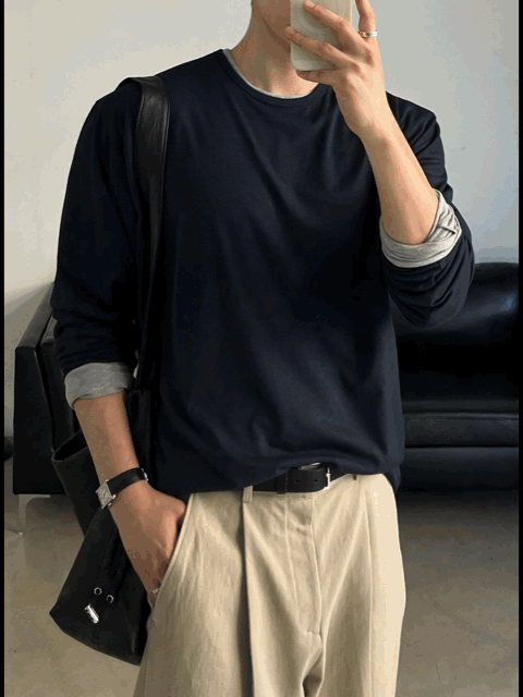 （1＋1）超親膚！韓製柔軟圓領長袖T恤｜9色入