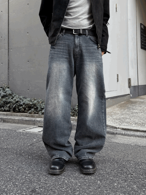 多尺碼！型格貓鬚水洗牛仔褲｜1色入