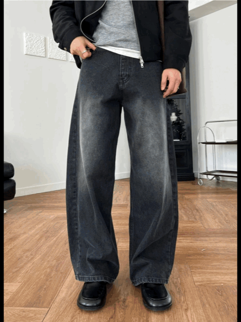 修飾腿形✔️韓製微廓型牛仔褲｜2色入