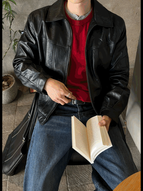 低調光澤感！植物性純素寬鬆短皮褸｜2色入