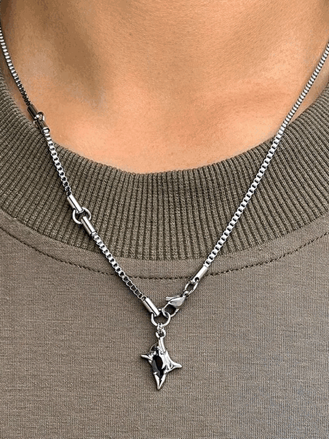 鈦鋼材質！簡約鋯石雙子星頸鏈｜1色入