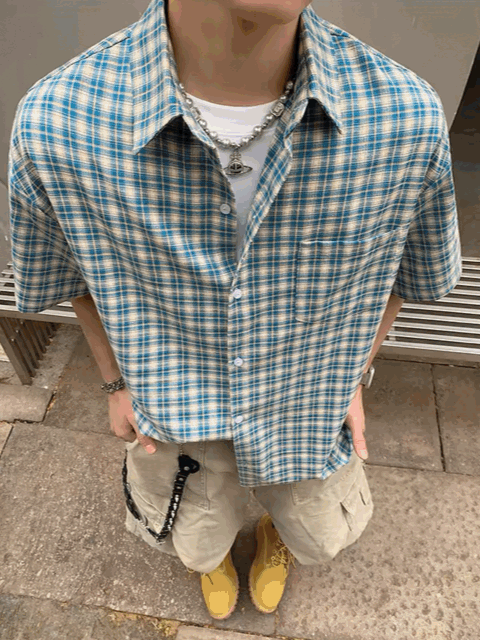清爽夏日感格紋襯衫