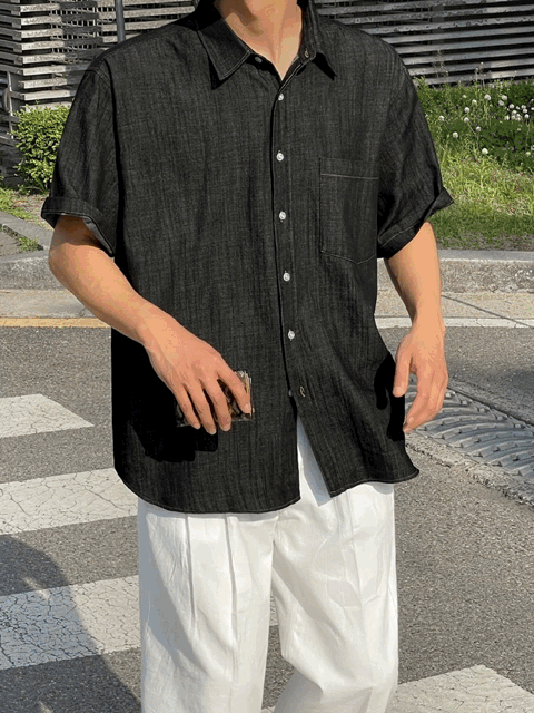 復古牛仔短袖恤衫｜1色入