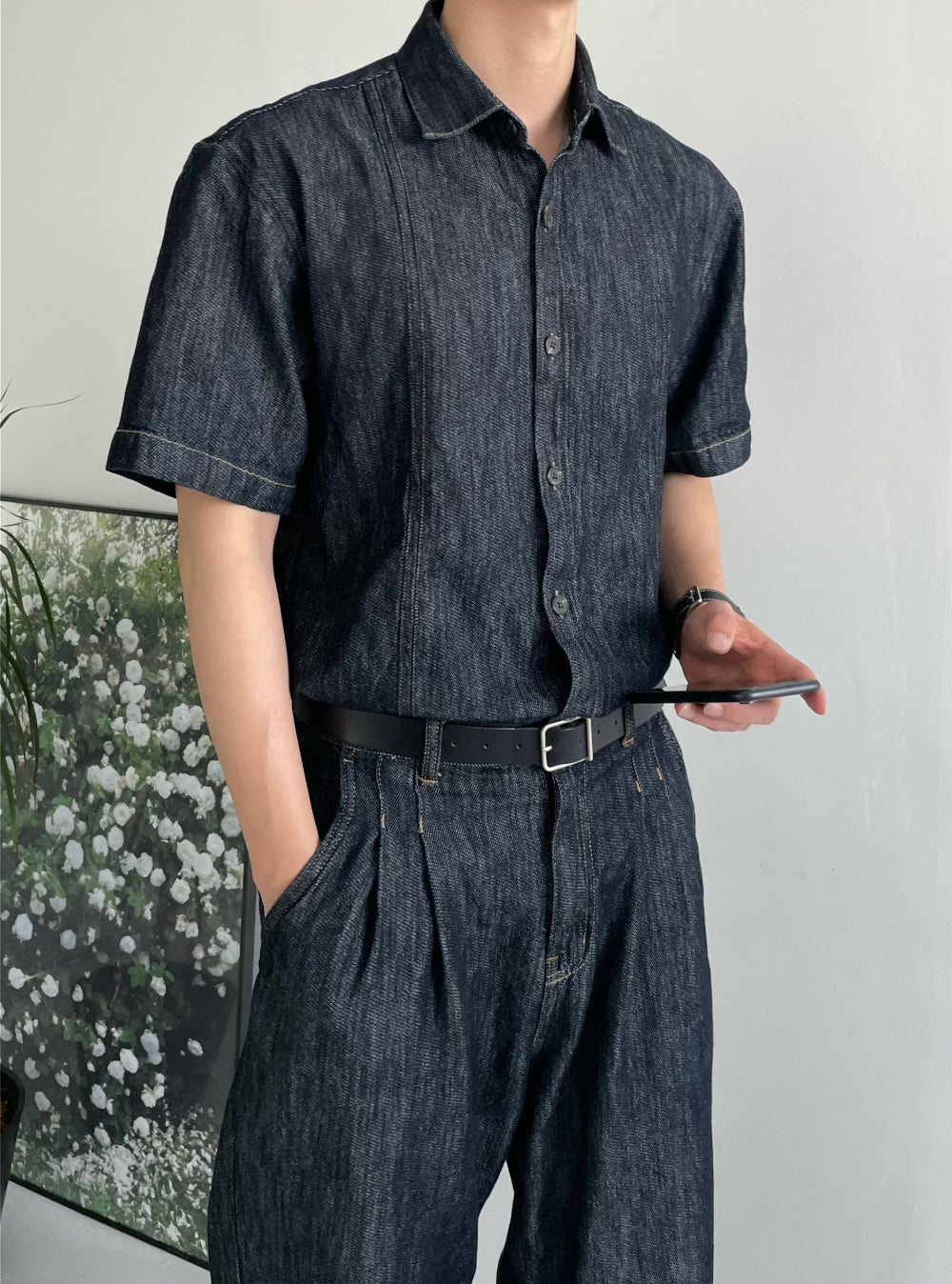 PREMIUM Set👑水洗牛仔短袖恤衫｜1色入