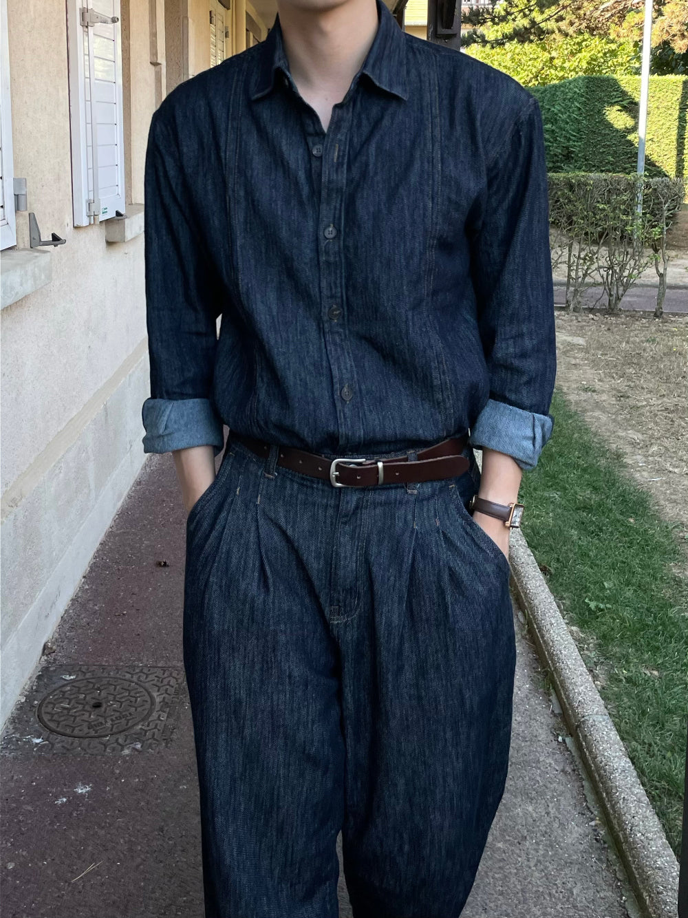 PREMIUM Set👑水洗牛仔長袖恤衫｜1色入