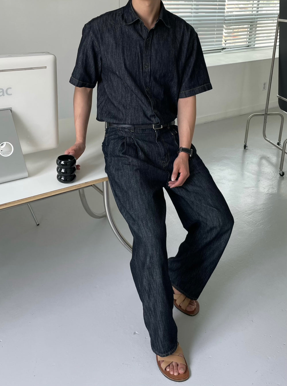 PREMIUM Set👑水洗牛仔短袖恤衫｜1色入