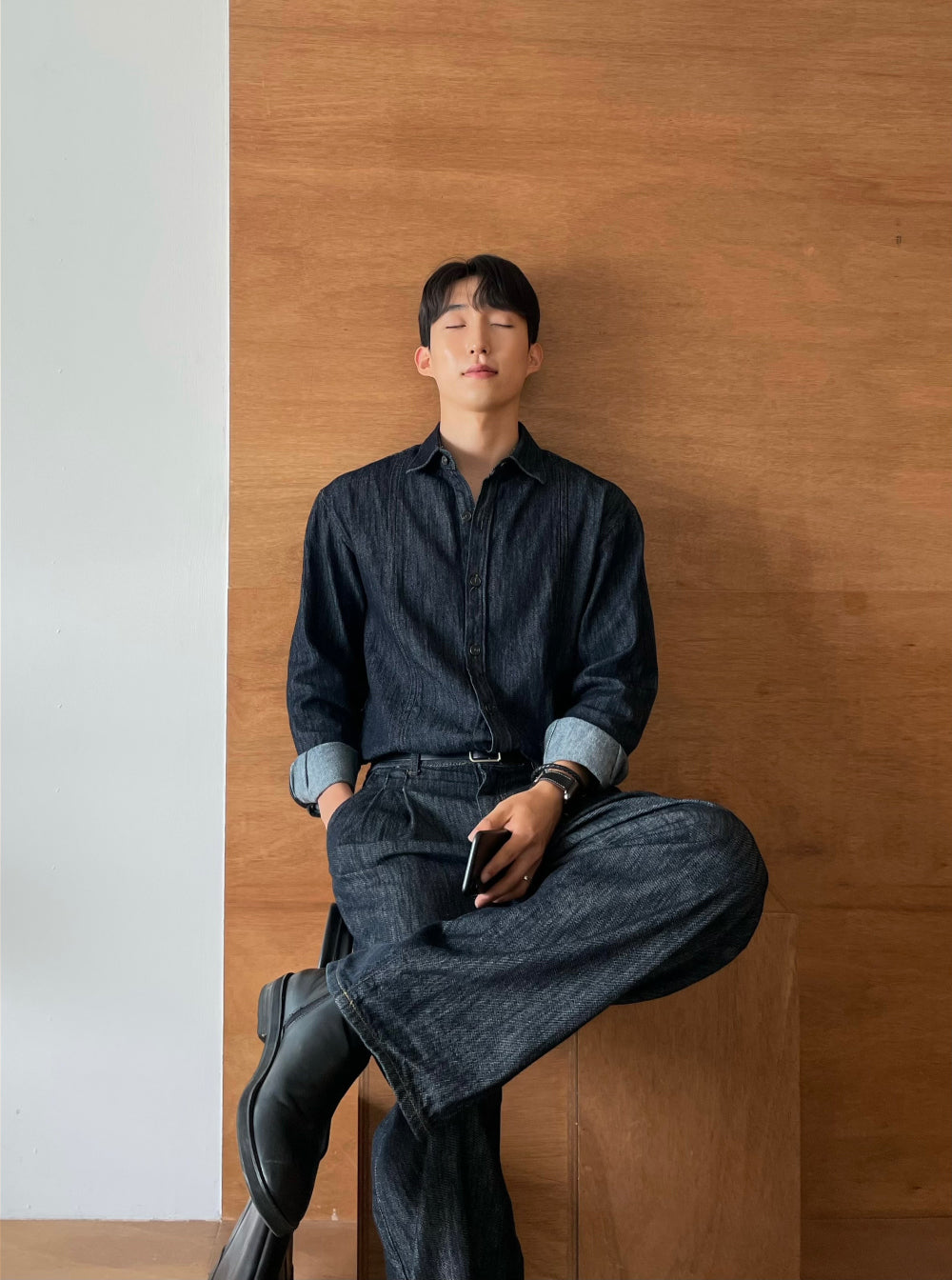 PREMIUM Set👑水洗牛仔長袖恤衫｜1色入