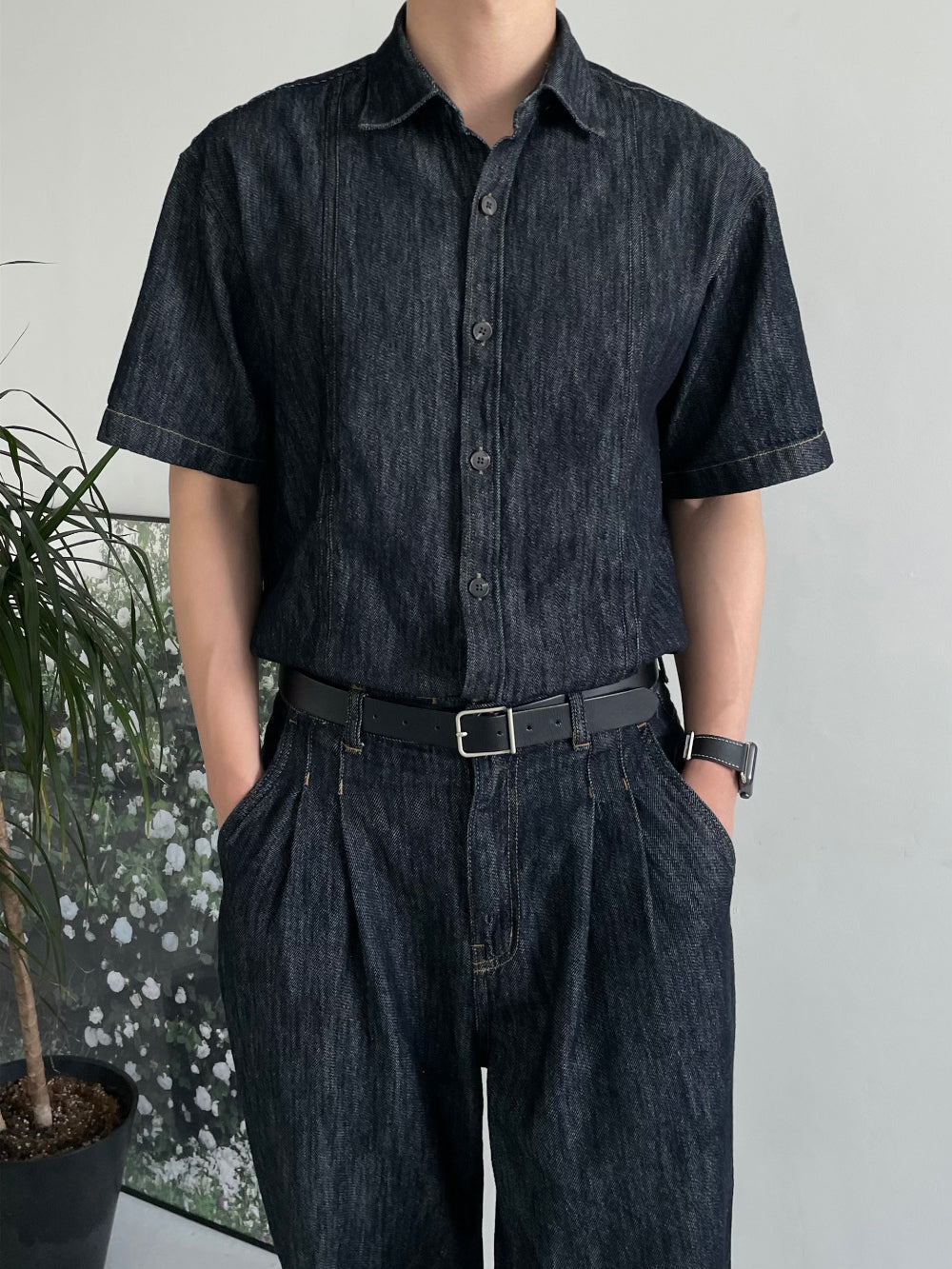 PREMIUM Set👑水洗牛仔短袖恤衫｜1色入