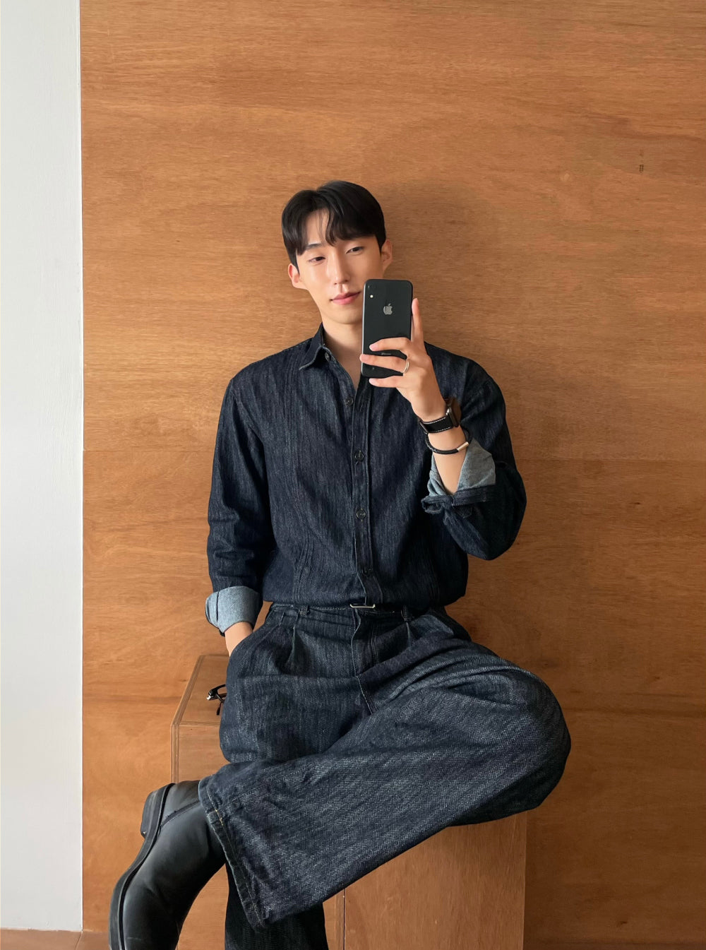 PREMIUM Set👑水洗牛仔長袖恤衫｜1色入