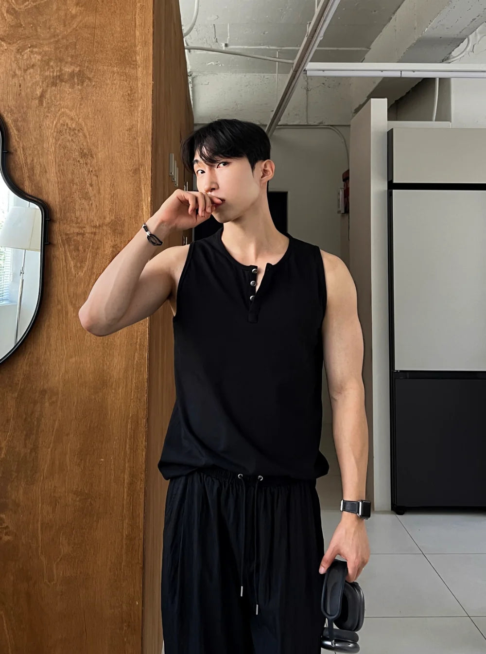 Gym Bro系列🏋️線條鈕扣坎肩背心｜3色入