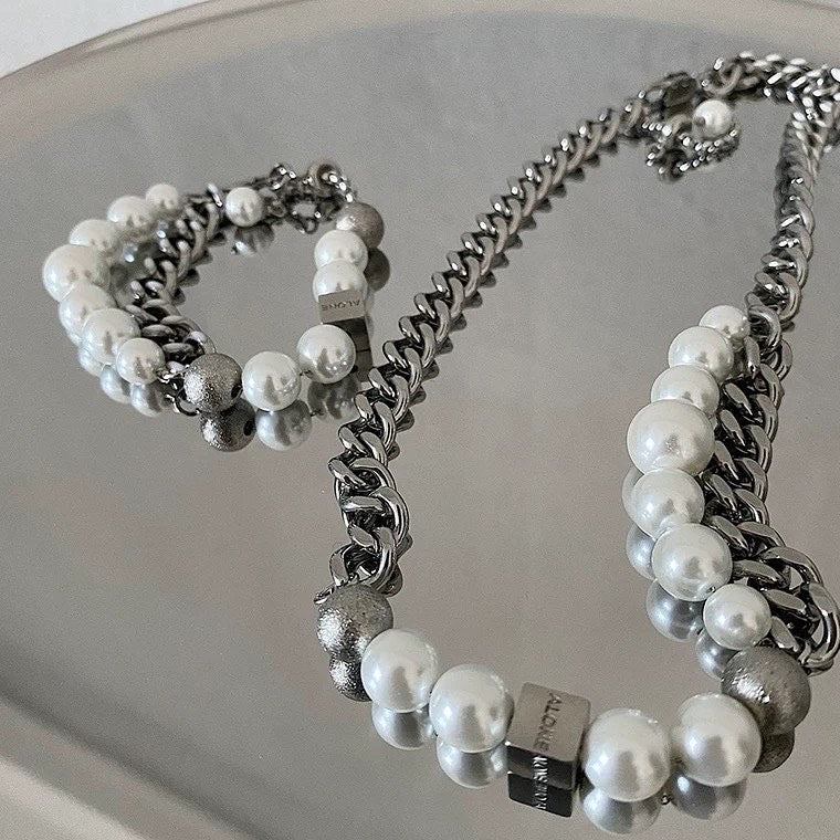 Cuban Chain Necklace With Pearls